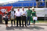 Mascotele "Hârtie", "Plastic şi Metal" şi "Sticlă" (în mijloc - Sorin Popescu, directorul EcoRom Ambalaje)